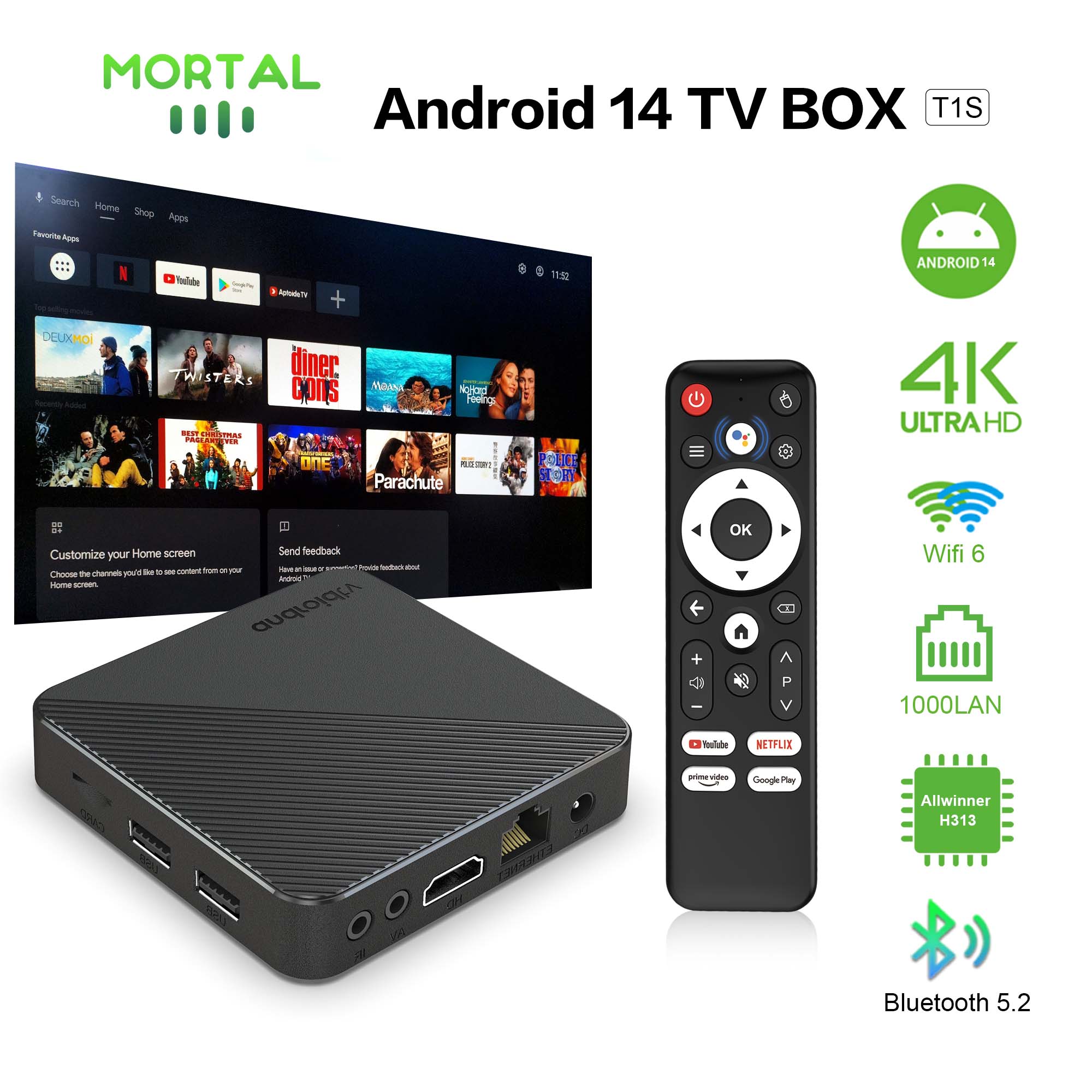Home Cinema Media Player - Android14 Akıllı Ev Sineması TV Kutusu