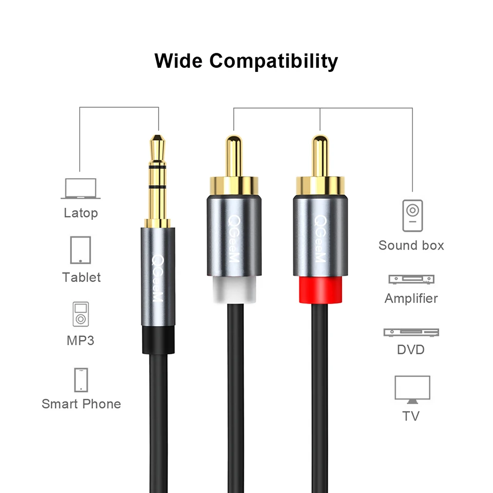 QGeeM RCA Kablosu 2RCA - 3.5mm - Home Cinema Hall incelemesi ve fiyatı